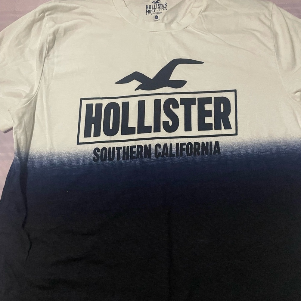 Hollister White and Blue Gradient T-Shirt